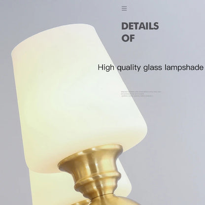 Lustre de plafond classique en cuivre avec abat-jour en verre dépoli pour salon