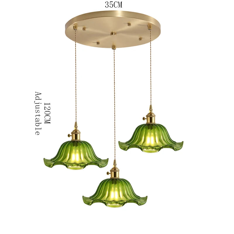 Suspension Valérie Vintage Art Déco en Verre Teinté