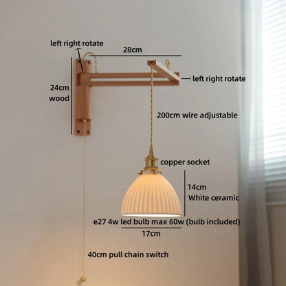 Applique murale Élise en céramique et bois pour chambre et salle de bain