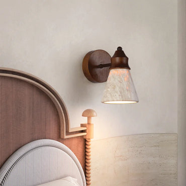Applique murale en pierre de travertin Élodie, luminaire scandinave pour chambre à coucher