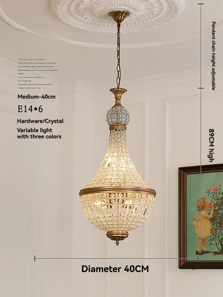 Lustre pendentif Aurélie Vintage en cristal, 6 lumières, luxe