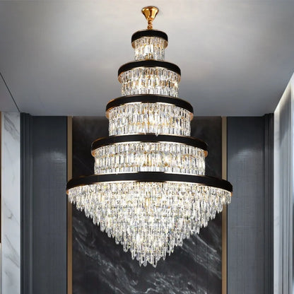 Lustre de luxe en cristal pour duplex et hall d'hôtel
