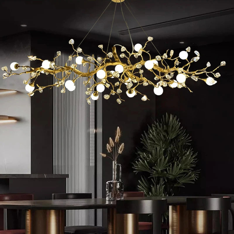 Lustre en cristal de branche Élise Plafonnier de villa de luxe