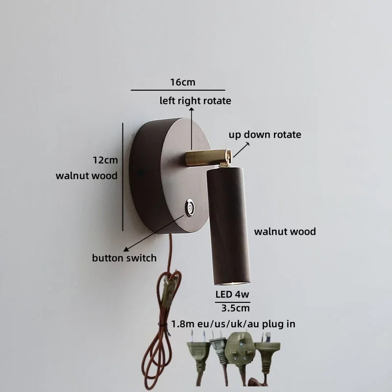 Élise Nordic Ash Wood LED Wall Lamp Pull Chain E27
