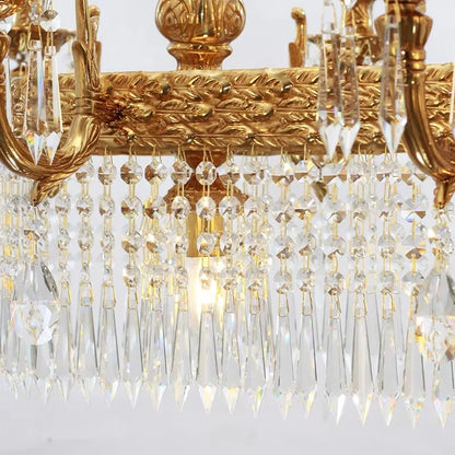 Lustre suspendu en cristal de cuivre de style européen à 10 lumières