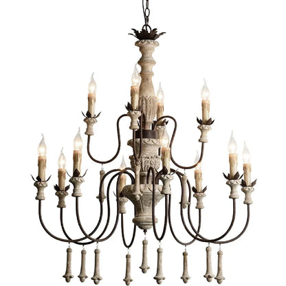 Lustre en bois vintage pour salon et hall de villa
