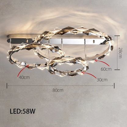 Élodie 2025 Plafonnier Moderne Anneau Cristal LED Dimmable Lustre Décoration Luminaire Argent