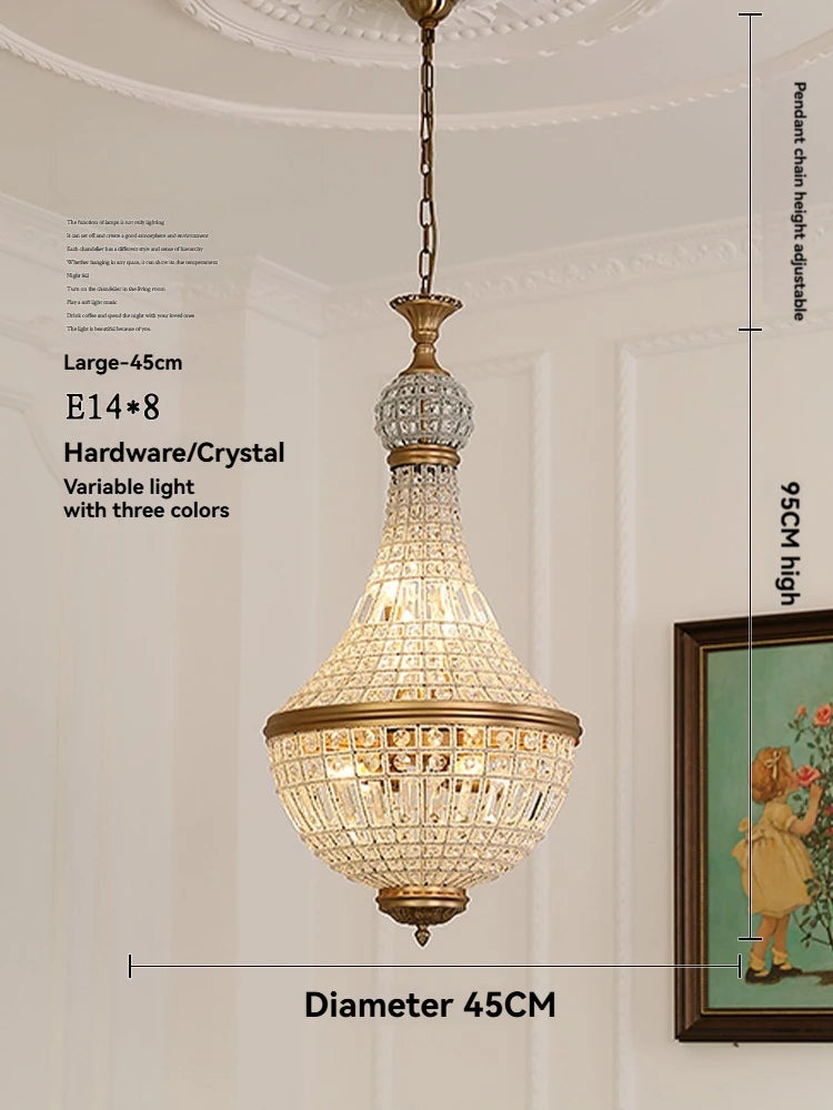 Lustre pendentif Aurélie Vintage en cristal, 6 lumières, luxe