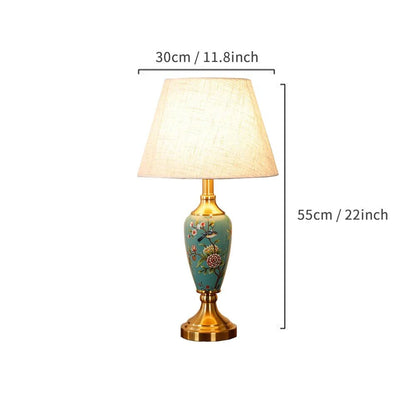 Élise Ceramic Retro LED Floor Lamp Fabric Shade Living Room