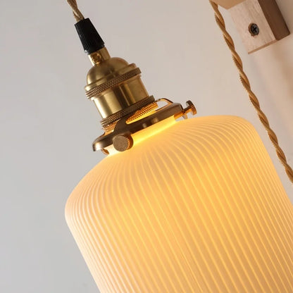 Élodie Nordic Ceramic Wood LED Wall Lamp E27 Plug