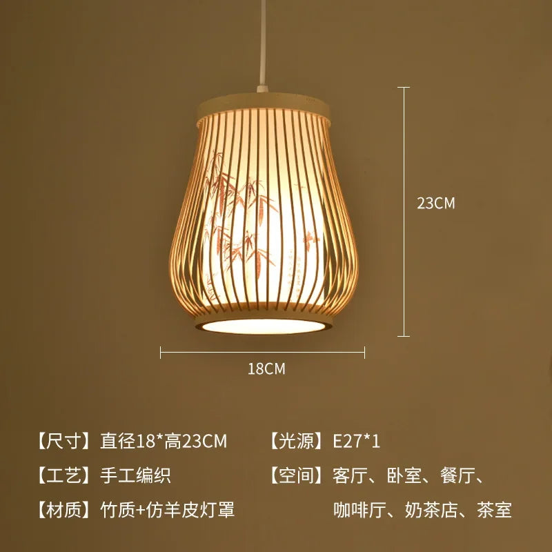 Suspension Élysée Bambou Zen Lanterne E27 Style Chinois Lumière Tressée