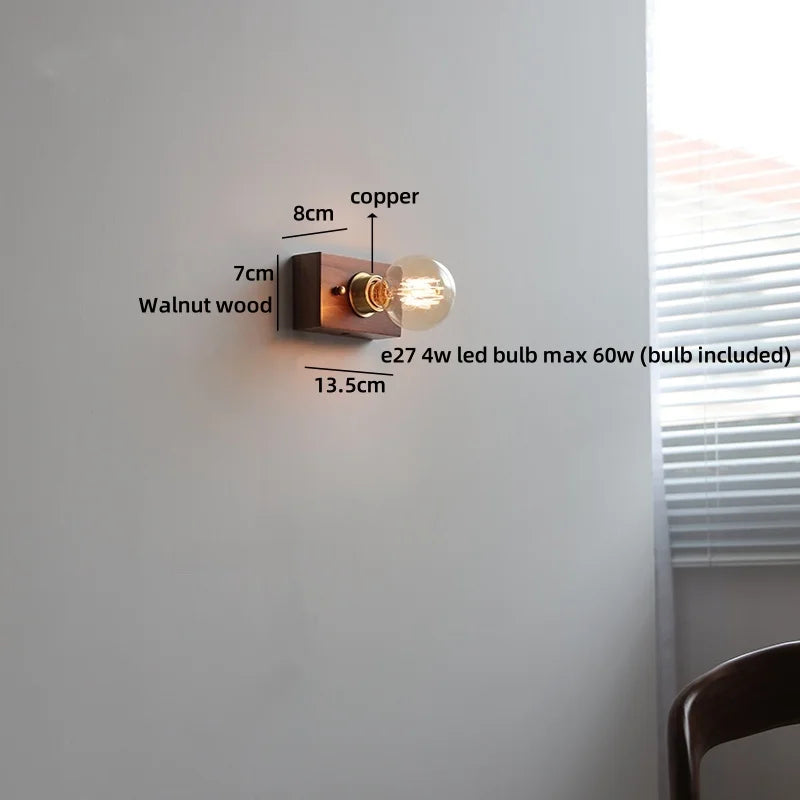 Sakura White Ceramic Walnut Wood LED Wall Lamp Japan Style