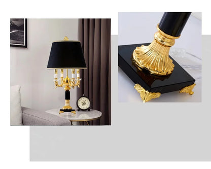 Lampe de Table Élysée Luxe Noir et Or avec Cristaux