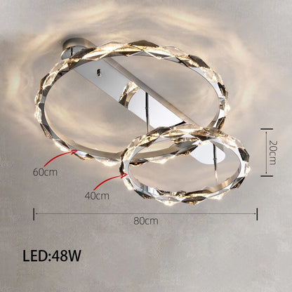 Élodie 2025 Plafonnier Moderne Anneau Cristal LED Dimmable Lustre Décoration Luminaire Argent