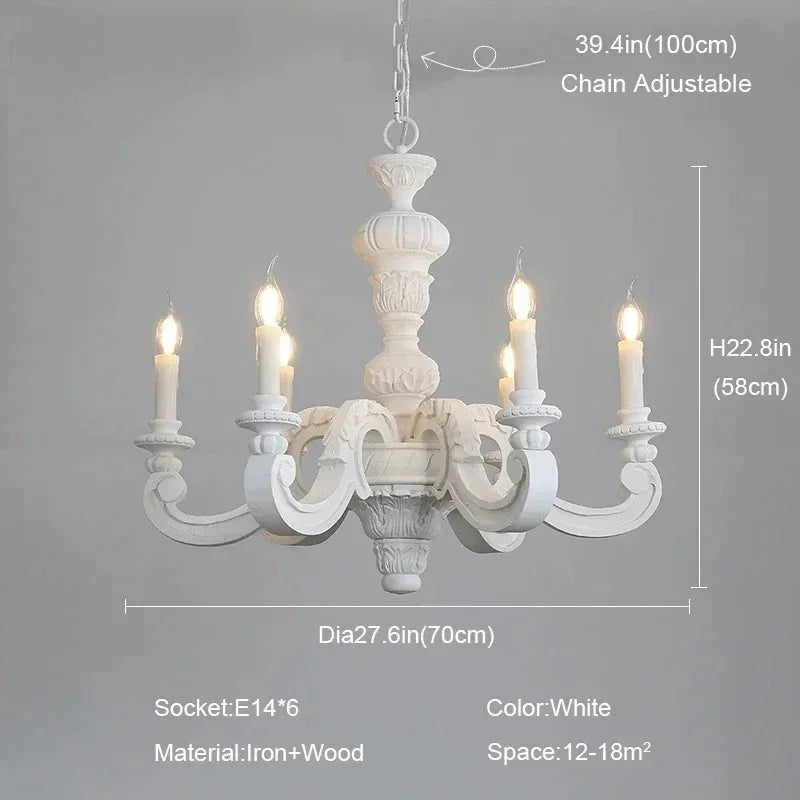Geneviève Roman Pillar Wooden Chandelier for Classic Interiors