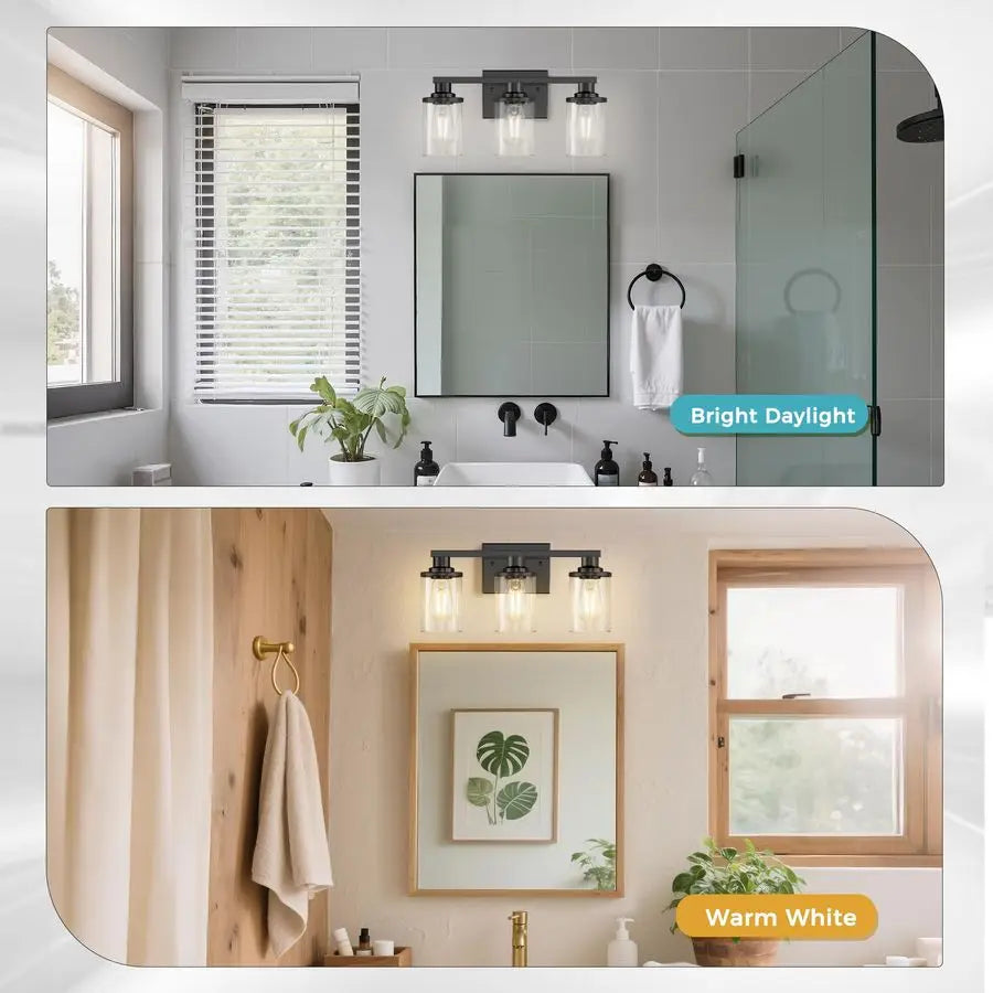 Applique murale de salle de bain Élodie 3 lumières noire pour miroir 43 cm