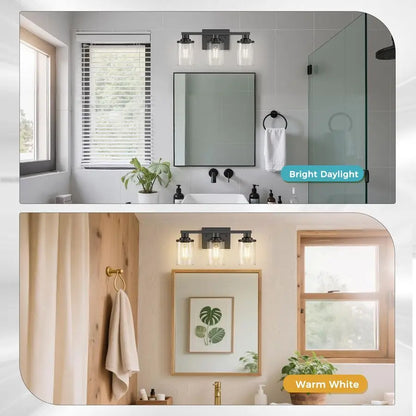 Applique murale de salle de bain Élodie 3 lumières noire pour miroir 43 cm