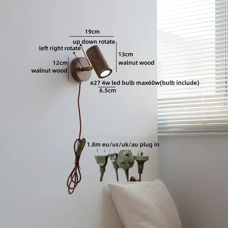 Lampe murale LED Camille Or Cuivre Noyer Style Japonais