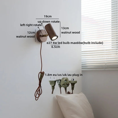 Lampe murale LED Camille Or Cuivre Noyer Style Japonais