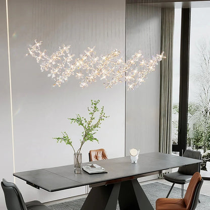 Suspension LED moderne de luxe en cristal avec fleur pour la maison et le restaurant