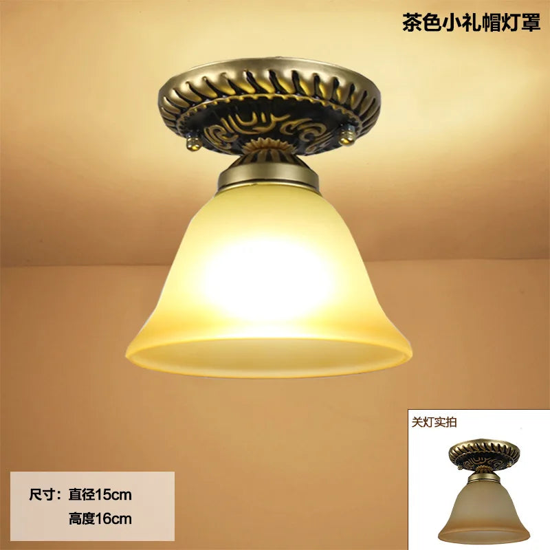 Plafonnier en verre rétro Camille ivoire E27 Lampe de couloir