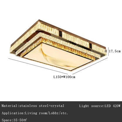 Plafonnier à LED encastrable Celestia Gold Crystal