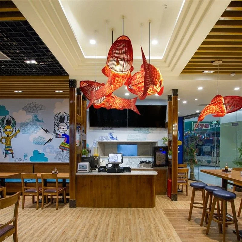 Suspension Poisson Bambou Artisanale Koi