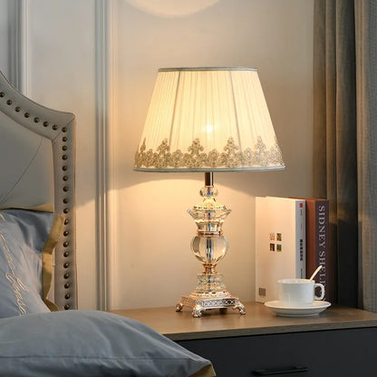 Lampe de table LED en cristal, style rétro, pour chambre à coucher et salon