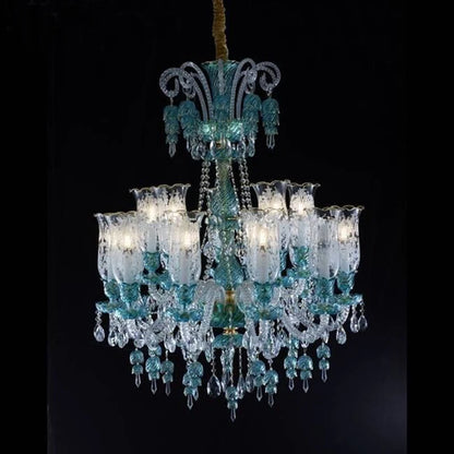 Long lustre en verre transparent pour salon et bureau