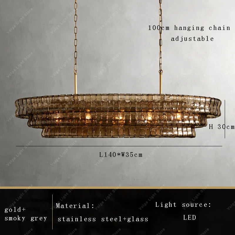 Gray Glass Round Ceiling Chandelier