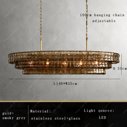 Gray Glass Round Ceiling Chandelier