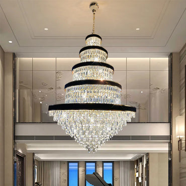 Lustre de luxe en cristal pour duplex et hall d'hôtel