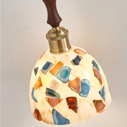 Camille Medieval Glass Walnut Pendant Light Bedroom Chandelier