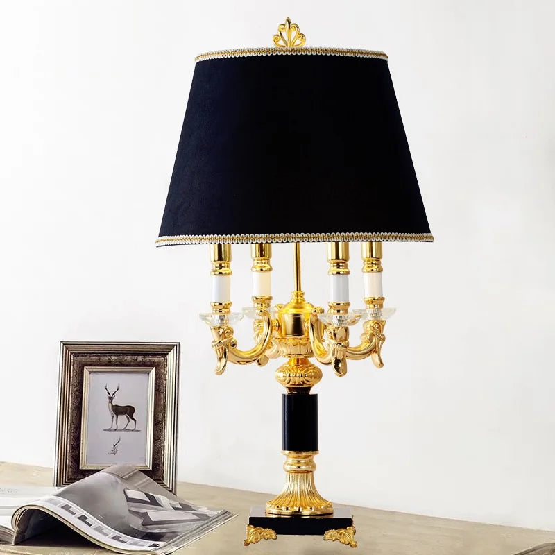 Lampe de Table Élysée Luxe Noir et Or avec Cristaux