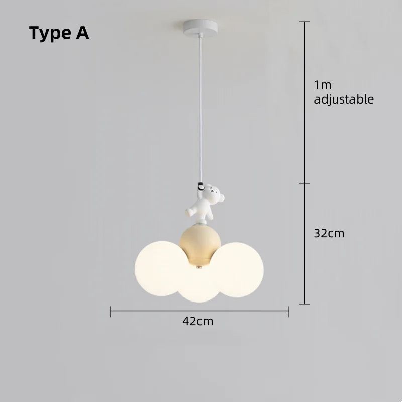 Élodie Crème Dessin Animé Ballon Ours Enfants Plafonnier Suspension Chambre