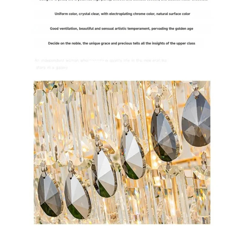 Grand lustre pendentif en cristal pour espaces à haut plafond
