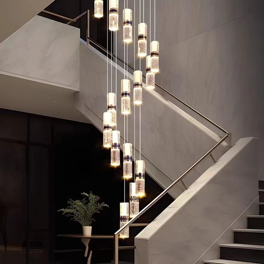 Isabelle Luxury Long Crystal LED Pendant Chandelier