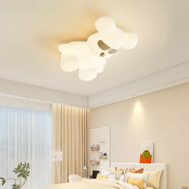 Amélie Nordic White Bear Kids LED Ceiling Light Minimalist