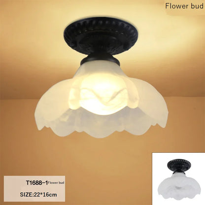 Plafonnier en verre rétro Camille ivoire E27 Lampe de couloir
