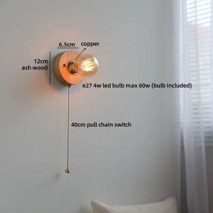 Sakura White Ceramic Walnut Wood LED Wall Lamp Japan Style
