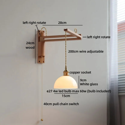 Applique murale Élise en céramique et bois pour chambre et salle de bain