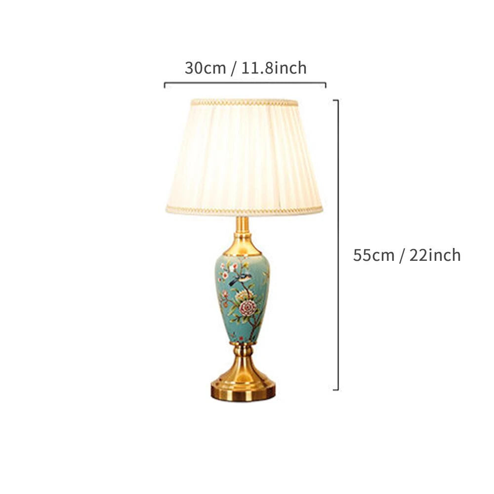Élise Ceramic Retro LED Floor Lamp Fabric Shade Living Room