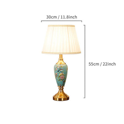 Élise Ceramic Retro LED Floor Lamp Fabric Shade Living Room