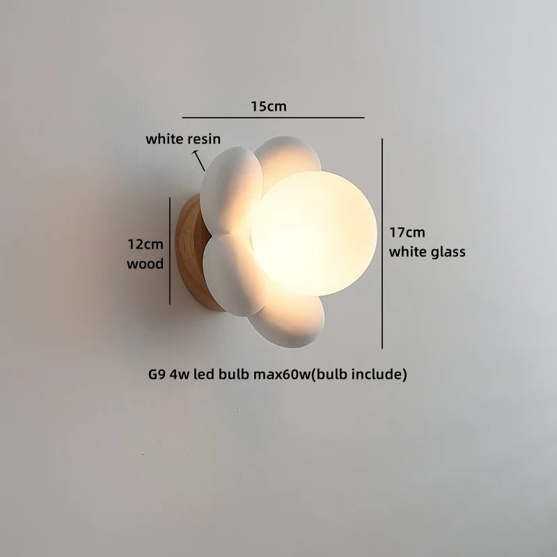Camélia Flower Glass Wall Lamp Nordic Kids Room