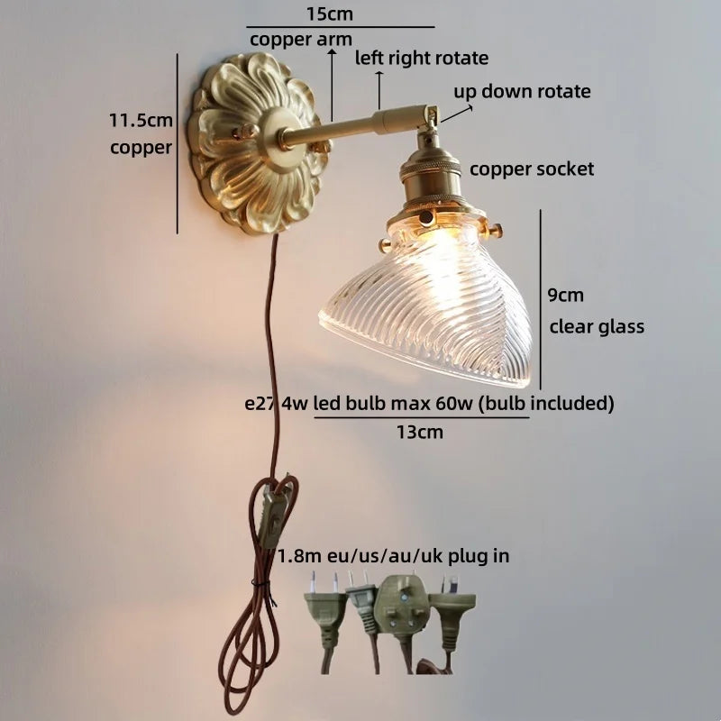 Isabelle Glass Flower Brass Wall Light