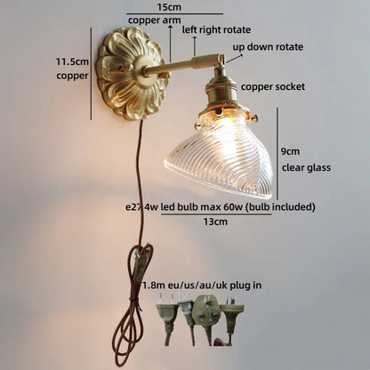 Isabelle Glass Flower Brass Wall Light