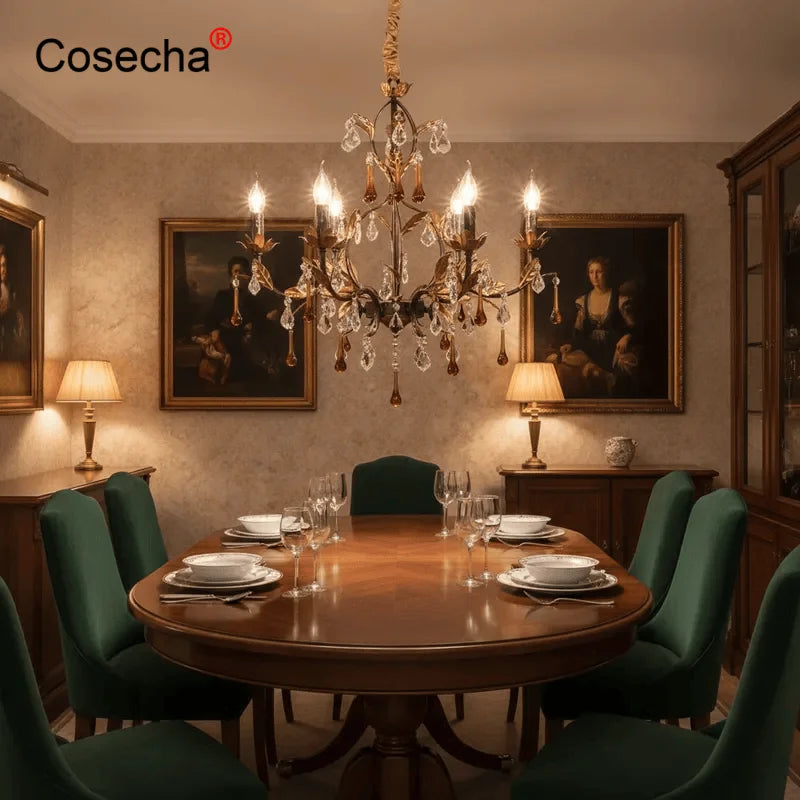 Isabelle Gold Crystal Chandelier for Dining & Living Spaces