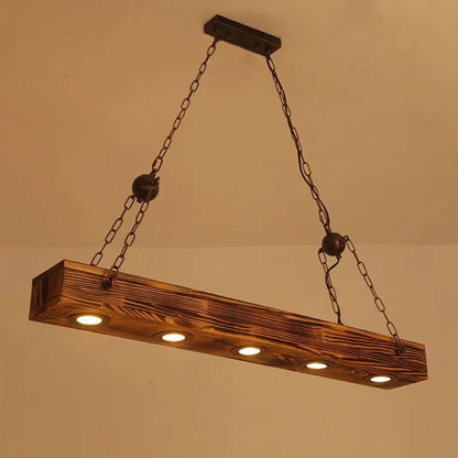 Élodie Industrial Wood Beam Pendant Light