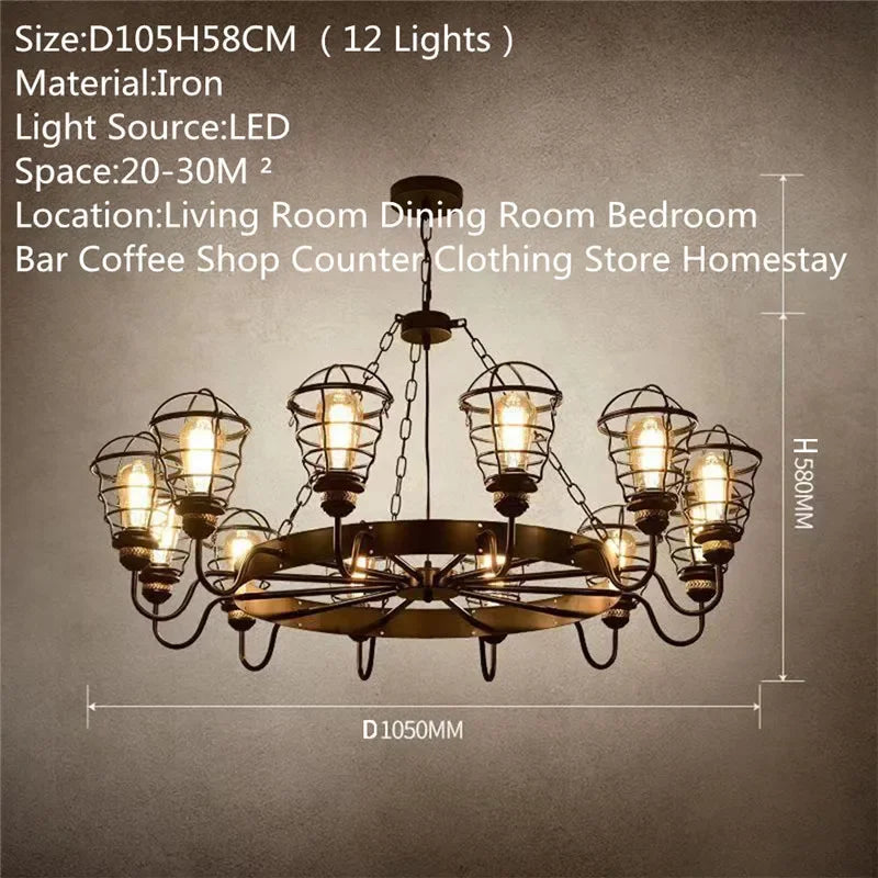 Plafonnier Lustre Industriel en Cristal Camille Vintage