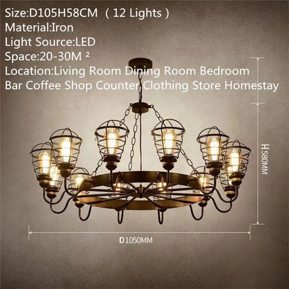 Plafonnier Lustre Industriel en Cristal Camille Vintage